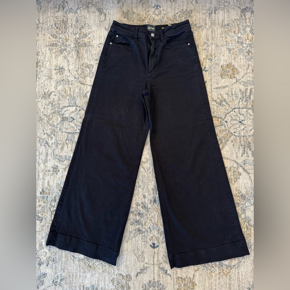 Meave by Anthropologie- The Jada High Rise Wide Leg Black Jeans size 28 - Picture 3 of 9